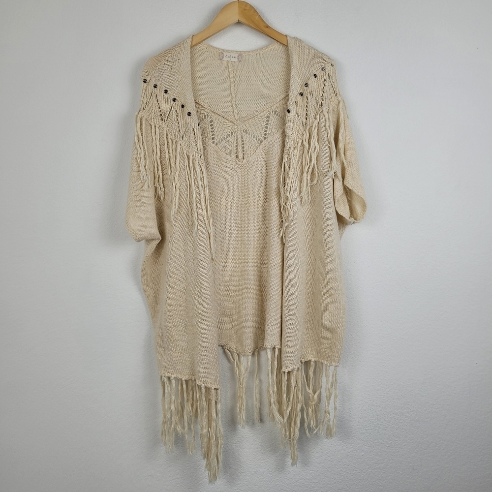 Alterd State cream knit fringe boho top